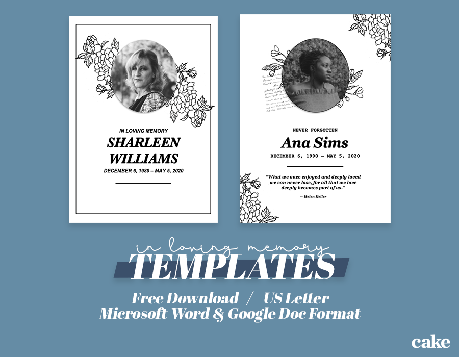 Free Download In Loving Memory Templates for Google Docs or Word 